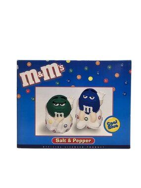 Y2K 2001 Blue And Green M&M's Salt And Pepper Shakers in original box